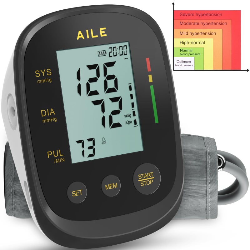 AILE Blood Pressure Monitor CE Approved UK BP Machine Accurate Reliable Home Blood Pressure Monitors: Upper Arm Blood Pressure Machine - Medical Blood Pressure Large Cuff 8.7â€-16.5â€, 2 * 99 Memory